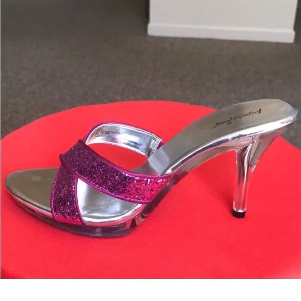 Jacqueline Ferrar Elegant Pink Glitter Heels with Silver Accents women’s Size 9